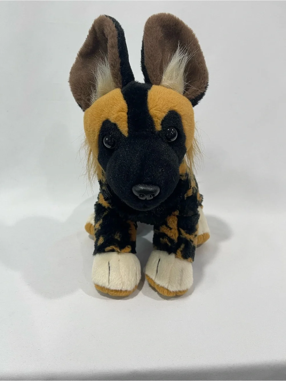 Plush African Wild Dog Toy - Black & Tan Cuddly Stuffed Animal